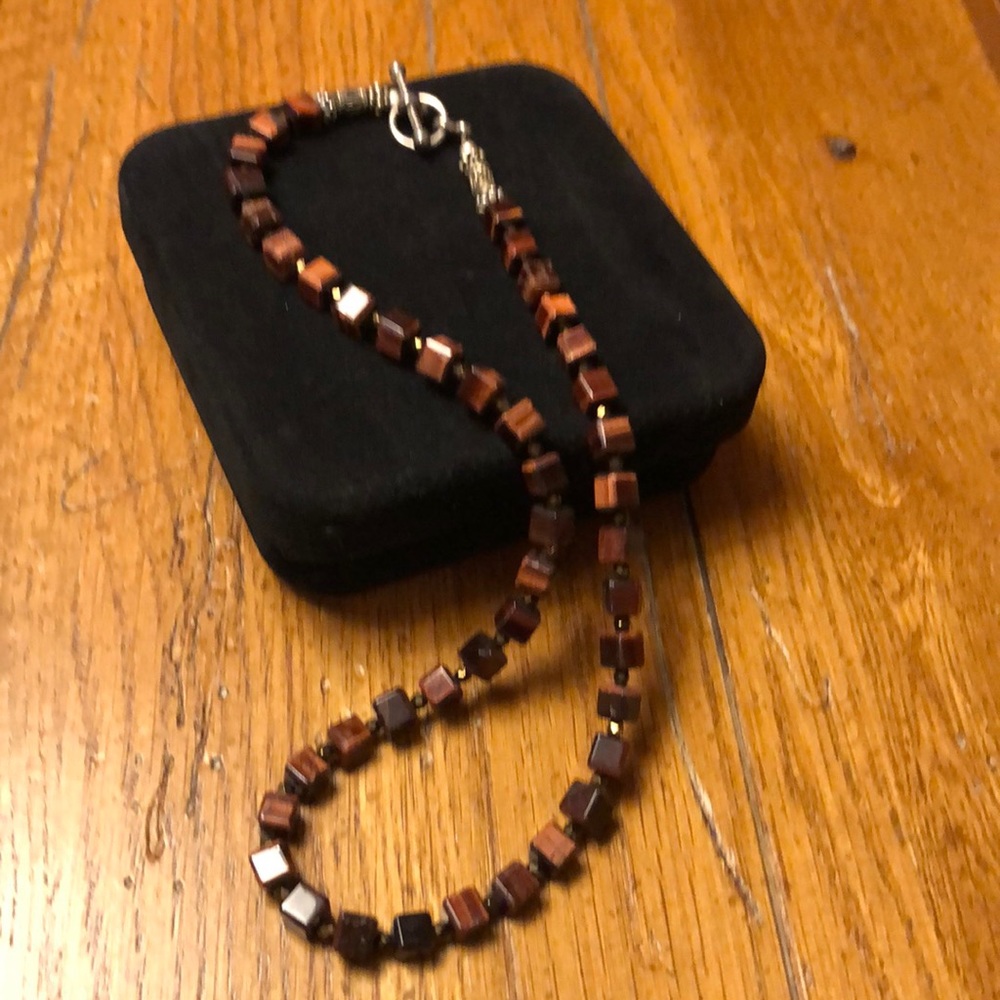 Silver and red jasper necklace